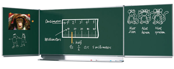 5- Flächen Klappschiebetafel mit Federzug grün emailliert
