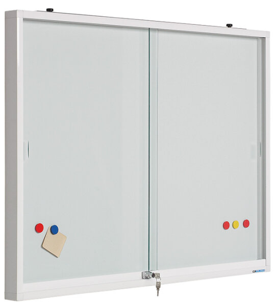 Innenvitrine aus Glas und weiß lackiertem Stahl