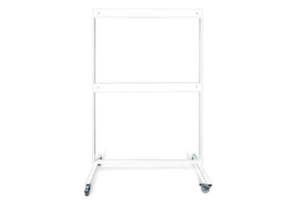 Fahrbares Gestell für 5 Flächen-Klapptafel weiß 120 x 150 cm