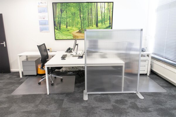 Trennwand doppelseitig Semi Transparent inkl. Fuß und Verbindungselement