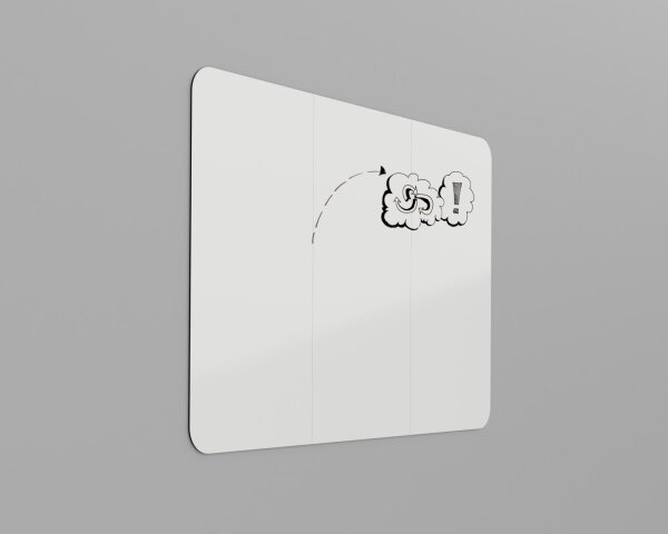 Whiteboard-Wall rahmenlos runde Ecken 198 x 294 cm bestehend aus 3 Elementen in den Größen 198 x 98 cm