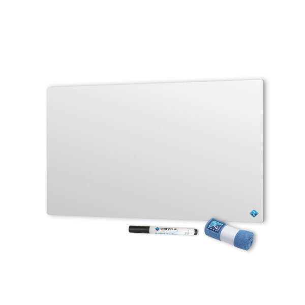 Whiteboard ohne Rahmen "Budget" aus emailliertem Stahl inkl. Mikrofasertuch & Schwarzem Marker