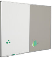 Kombitafel Whiteboard/Pinntafel 60 x 90 cm Email + grauer Textilstoff